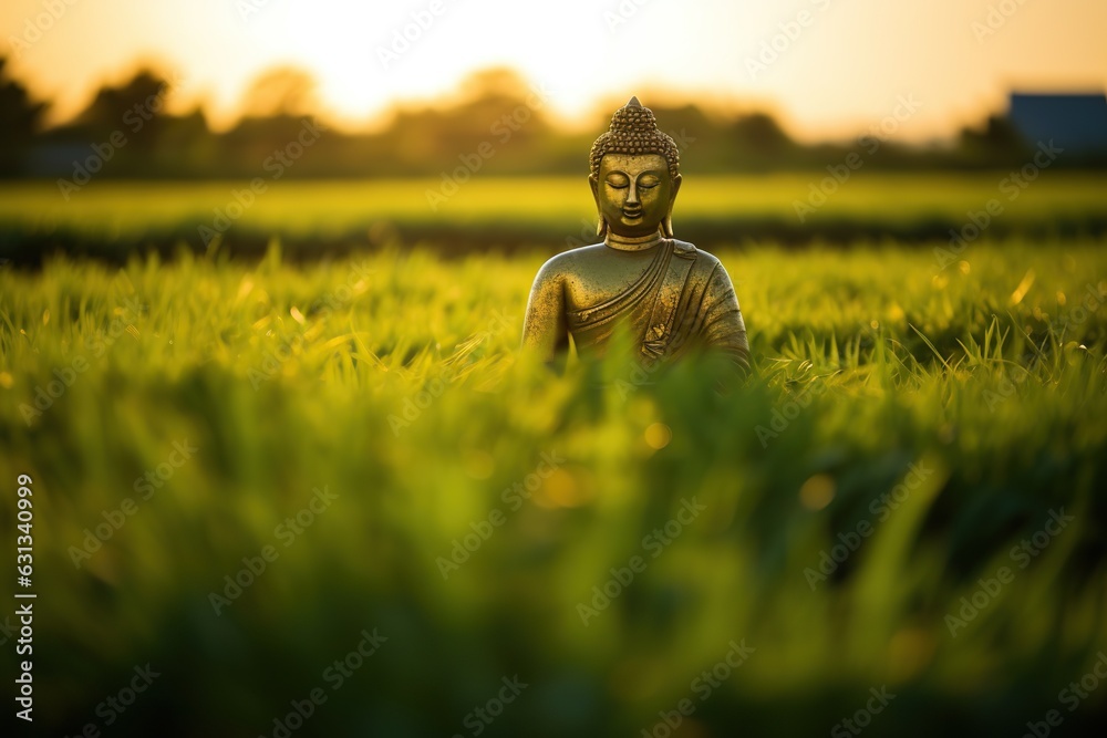 Huge bronze Buddha Tian Tan Buddha with sunset sky