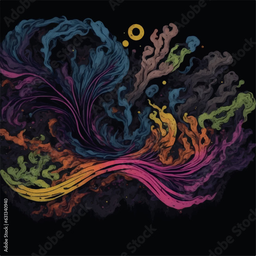 psychedelic background watercolor on black background