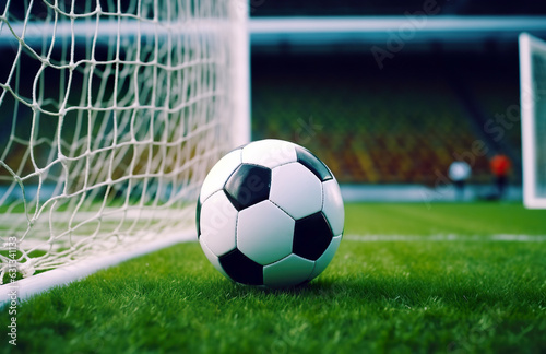 soccer ball in goal net © digitizesc
