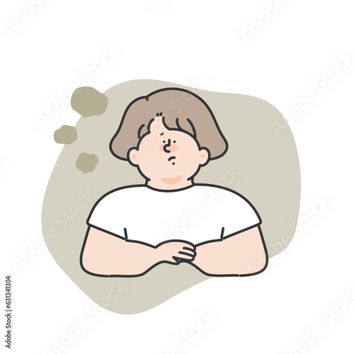 体調不良に悩む女性　イラスト
