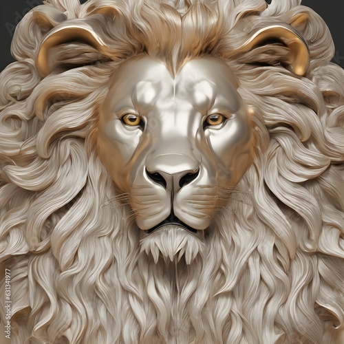 golden lion head statue