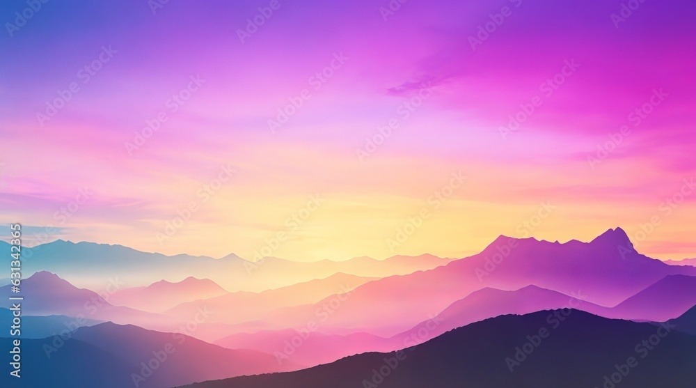 Autumn Sunrise Over Mountains: Abstract Colorful Peaceful Sky Background. Generative AI.