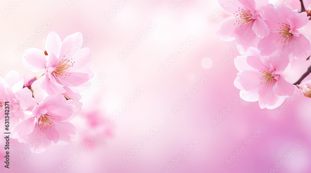 Blooming Beauty: Delicate Pink Sakura Flowers in Full Bloom. Generative AI.