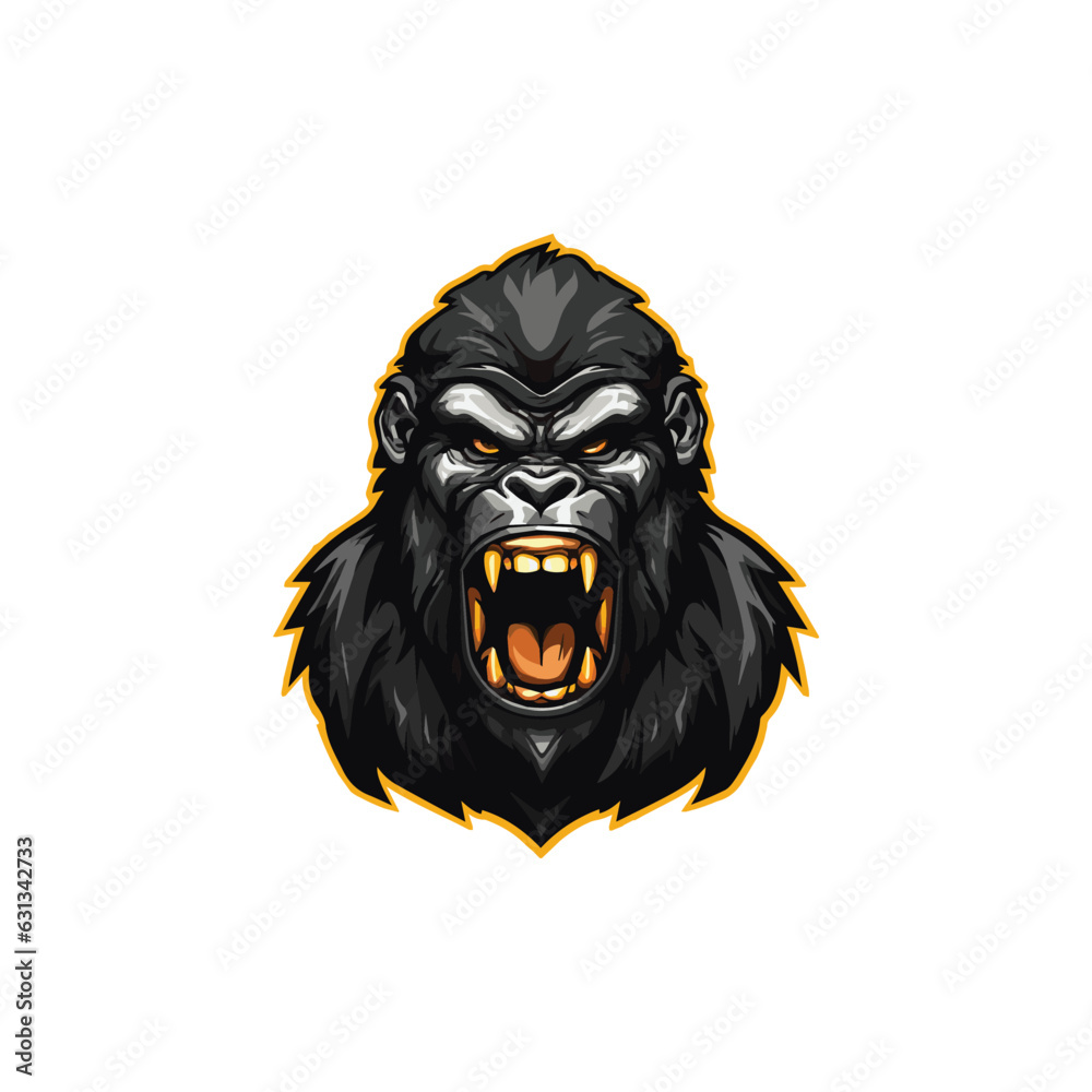 Angry Gorilla Mascot logo, Black Gorilla head mascot vector ...