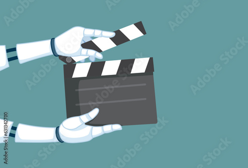 Automated Job in Cinema Industry Ai Concept Vector Illustration. Hollywood strike due to automation process of the creative professions
