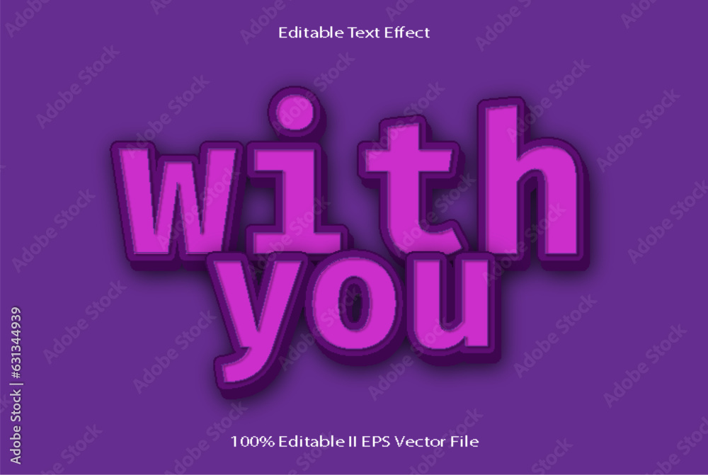 With You Editable Text Effect 3d Emboss Cartoon Gradient Style With You Editable Text Effect 3d Emboss Cartoon Gradient Style