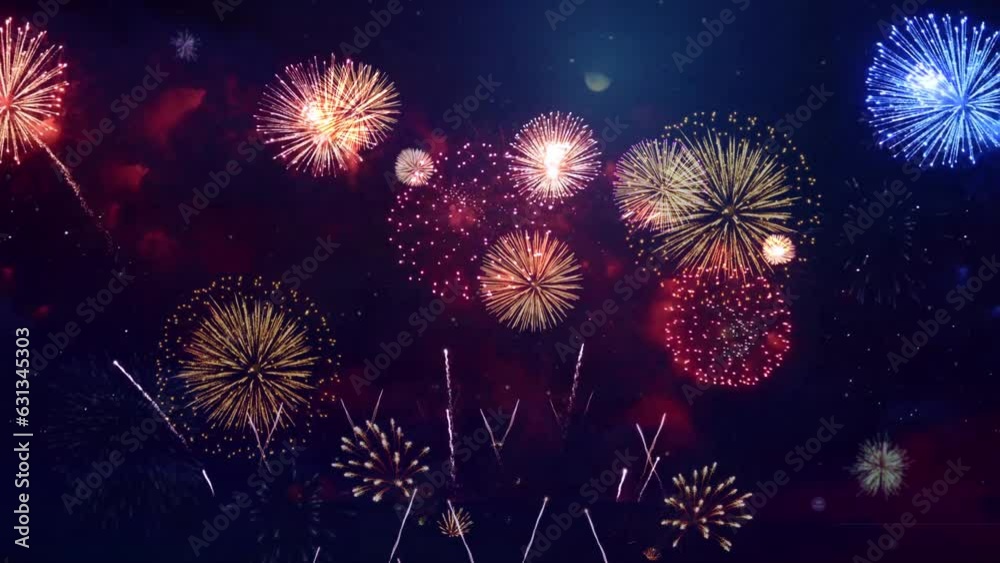abstract glitter background fireworks. christmas eve, 4th of july holiday concept. Sky Fireworks festival show independence day. diwali fireworks celebration. Holiday, new year, Christmas. 2024 2025.