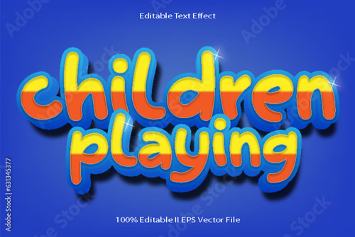 Children Playing Editable Text Effect 3d Emboss Cartoon Gradient Style
