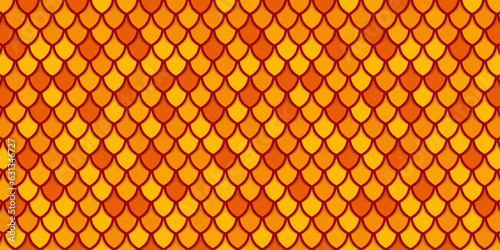 Red and gold dragon reptile fish snake scales pattern backround. tile pattern line mermaid tail pattern grid for decoration