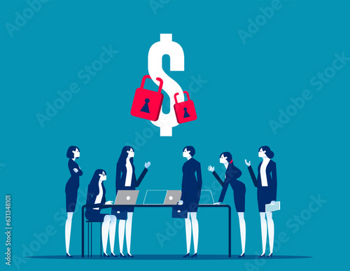 Money security or safety. Business lock money symbol vector concept