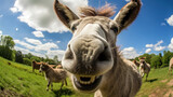 Fisheye Lens Selfie of a happy donkey