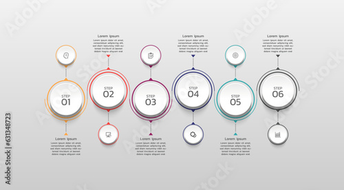 Vector circular diagram infographic business elements with 6 steps