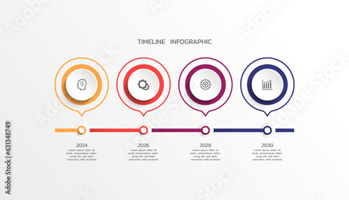 Vector circular diagram infographic timeline business elements with 4 steps