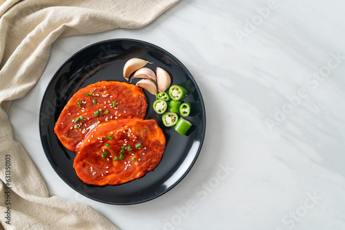 Billede på lærred pork Korean marinated or fresh pork raw marinated with Korean spicy paste