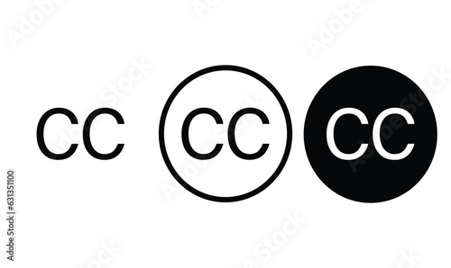 
icon cc black outline for web site design 
and mobile dark mode apps 
Vector illustration on a white background
