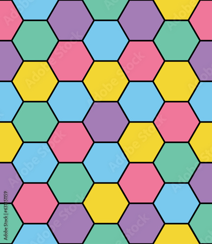 90's kid pop colours hexagon seamless pattern