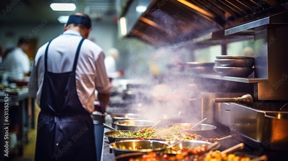 committed chef preparing a meal in a busy restaurant kitchen generative ai committed chef preparing a meal in a busy restaurant kitchen generative ai