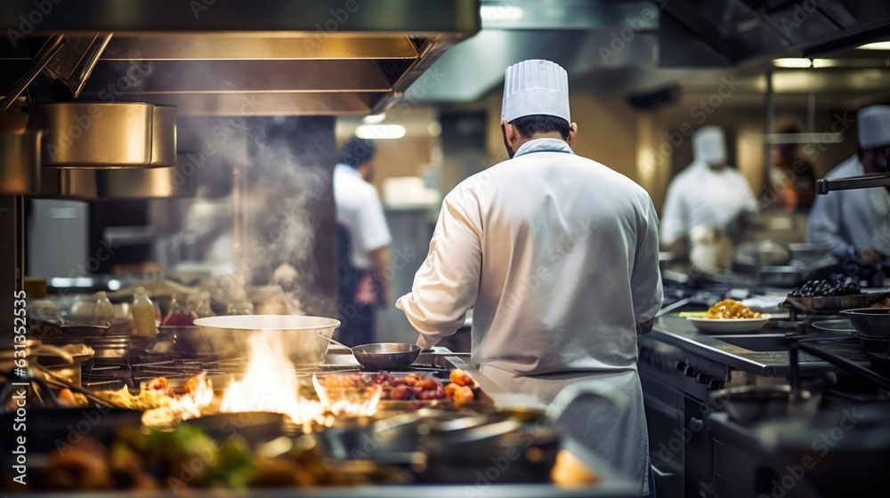 committed chef preparing a meal in a busy restaurant kitchen generative ai committed chef preparing a meal in a busy restaurant kitchen generative ai