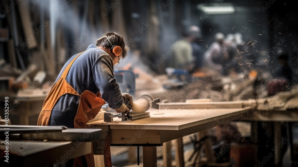 carpenter working on a piece of furniture in a workshop generative ai carpenter working on a piece of furniture in a workshop generative ai