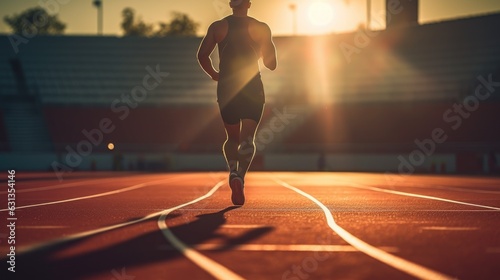 determined athlete training on a track generative ai