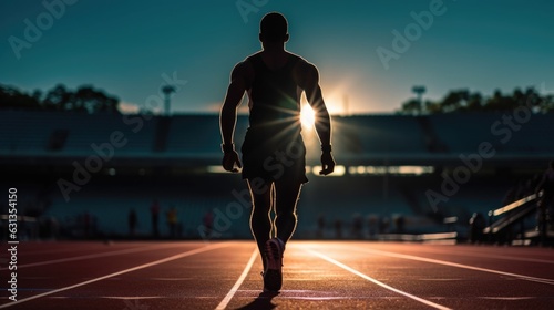 determined athlete training on a track generative ai