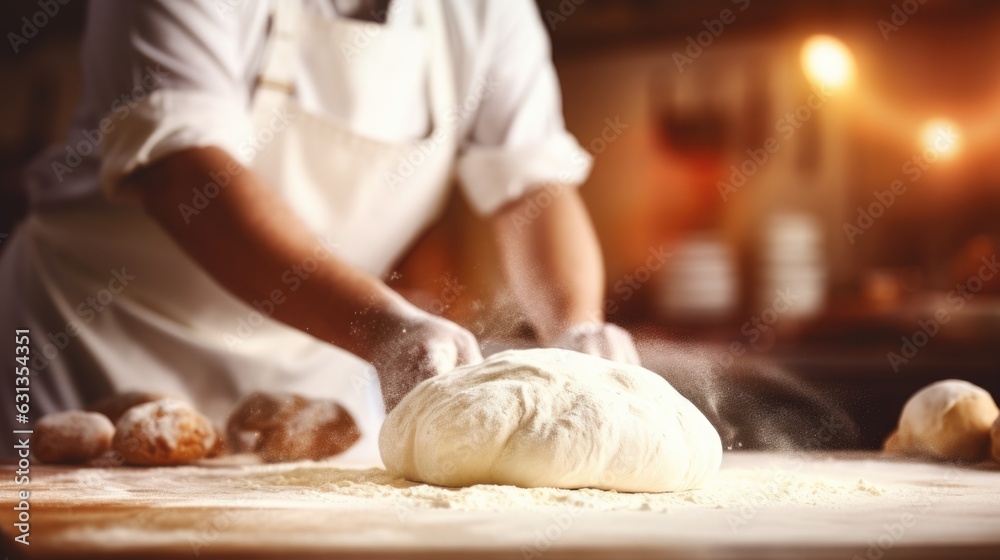 baker kneading dough in a bakery generative ai baker kneading dough in a bakery generative ai