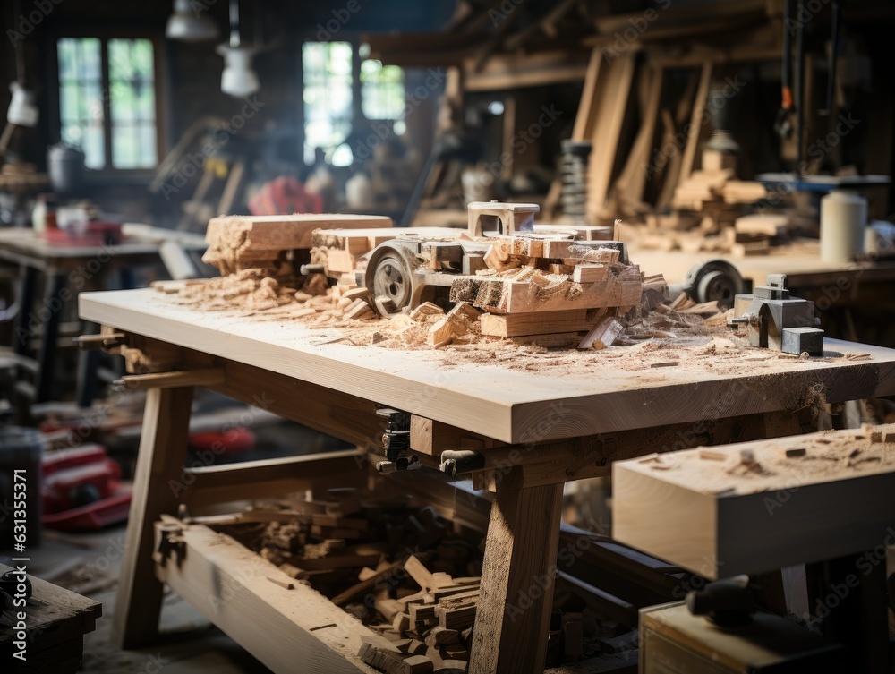 Woodworking Joint Crafted in Carpentry Workshop