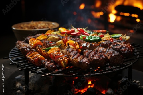 Close-Up Shot of a Sizzling Grill with Various Meats