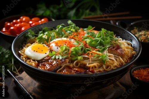 Steaming Hot Bowl of Traditional Ramen Noodles