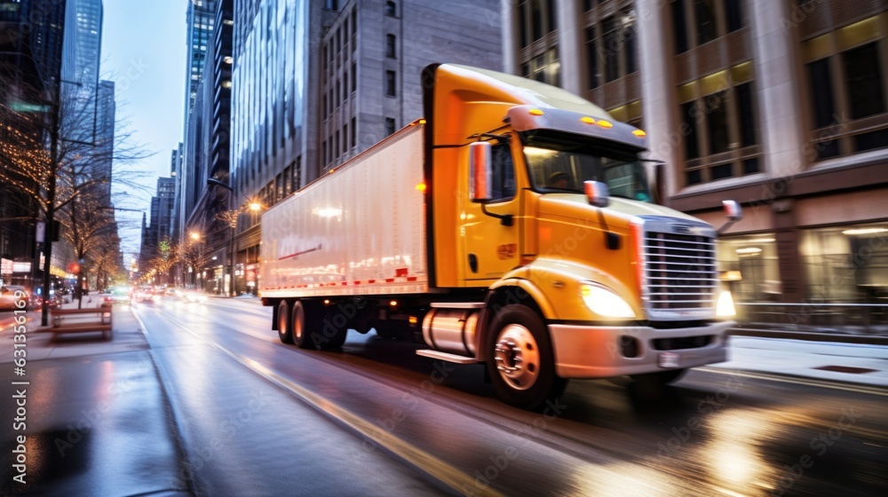 focused truck driver navigating through a busy city street generative ai focused truck driver navigating through a busy city street generative ai