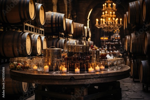 Vintage Wine Cellar with Wooden Barrels