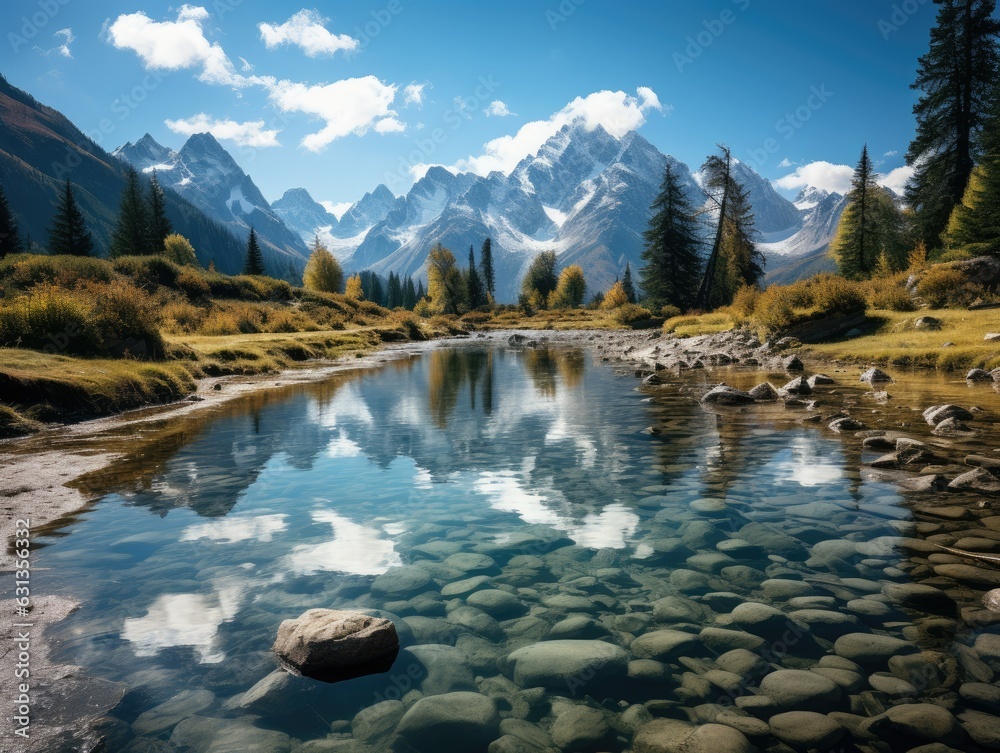 Serene Mountain Lake Reflecting Peaks