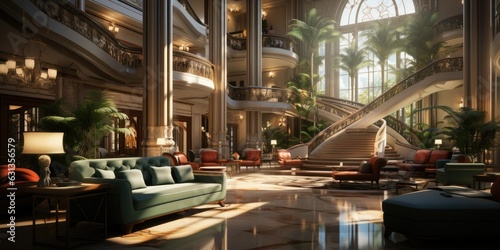 Luxury Hotel Lobby with Grand Staircase © wii