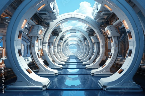 Futuristic Interior of Space Station