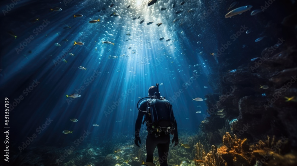 professional diver preparing for a deep-sea exploration generative ai