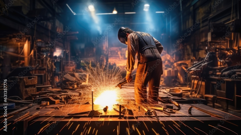 blacksmith forging metal in a workshop generative ai blacksmith forging metal in a workshop generative ai