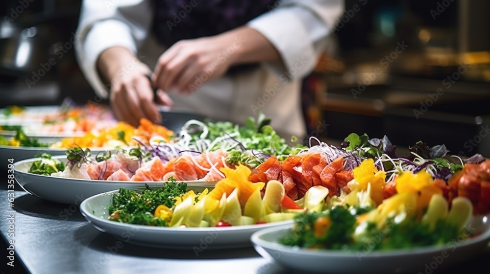 sushi chef preparing sushi in a restaurant generative ai