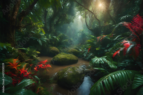 a magical jungle where natures wonders come alive on a rainy © boying