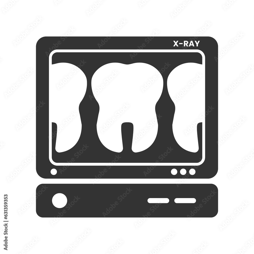 Vector illustration of dental x-rays icon in dark color and transparent background(PNG).