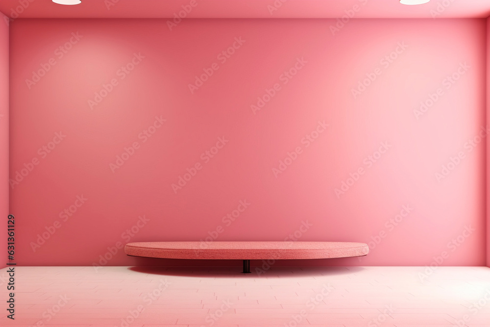 Empty coral pink background wall with delicate lighting. (Generative AI) Empty coral pink background wall with delicate lighting. (Generative AI)