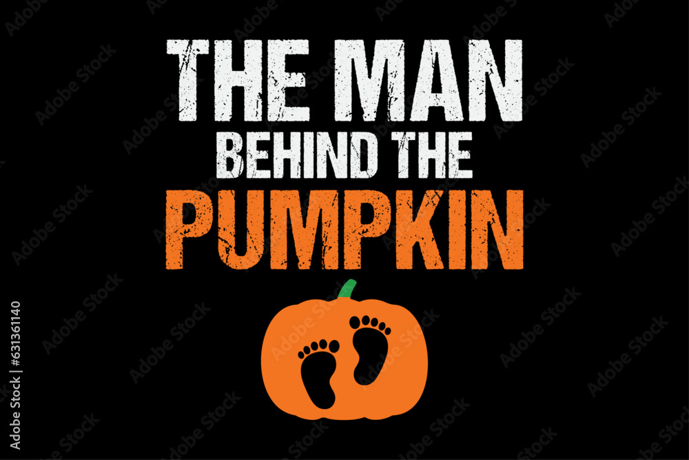 The Man Behind The Pumpkin Funny Halloween T-Shirt Design