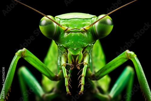 Beautiful green praying mantis. Generative AI © Artsiom P
