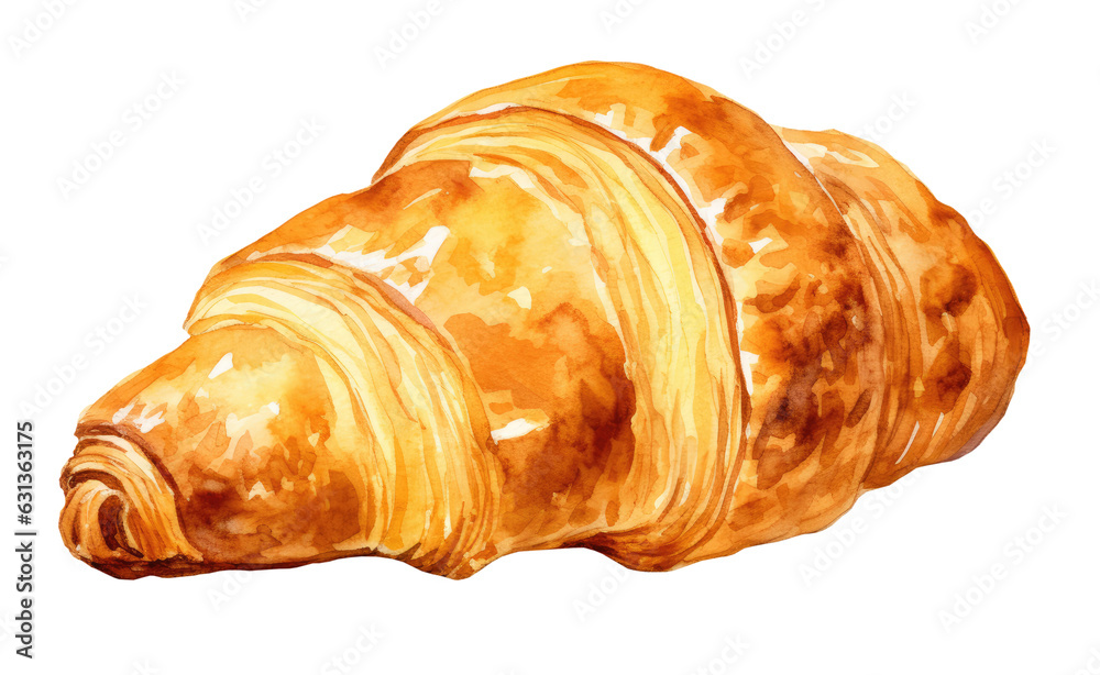 Watercolor illustration of a croissant isolated on transparent background Watercolor illustration of a croissant isolated on transparent background