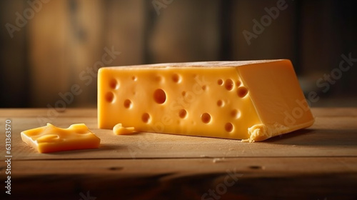 Photo delicious pieces of cheese with Generative AI