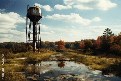 Old water tower. Generative AI