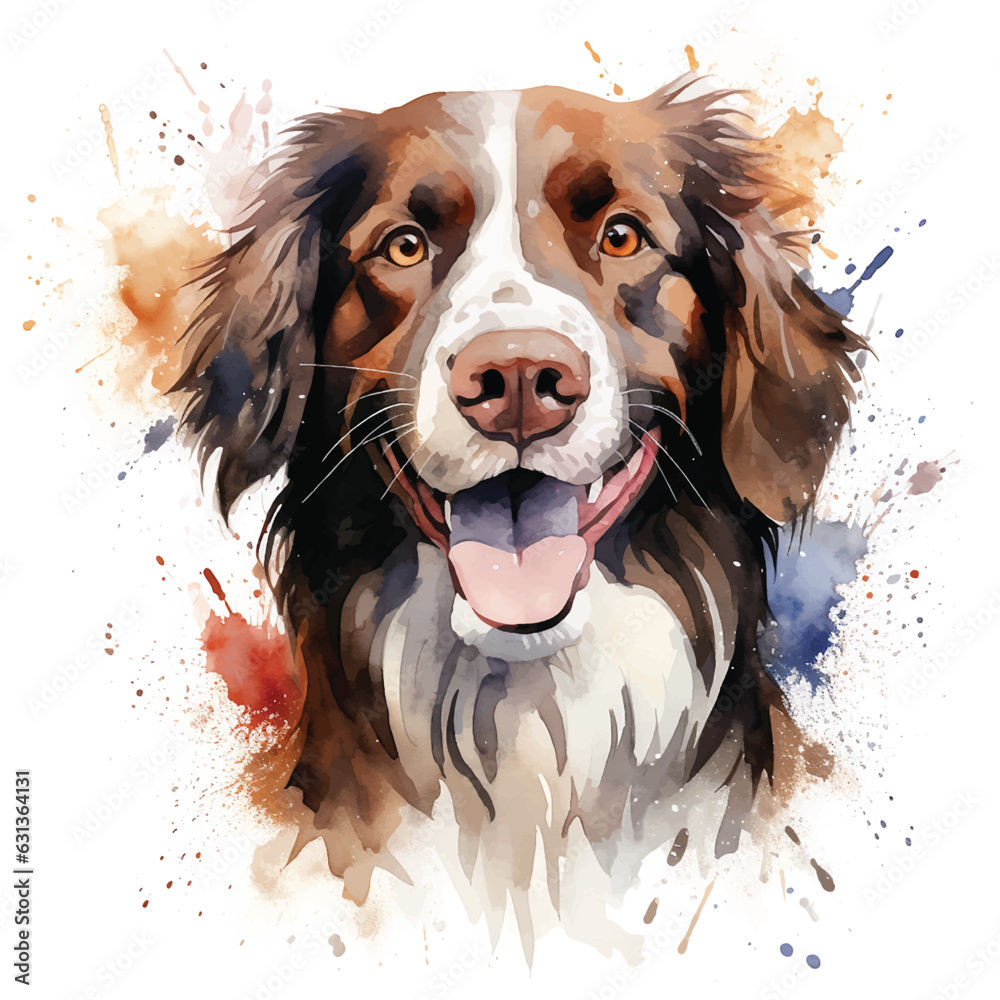 Elegant Watercolor Dog Painting on a White Background