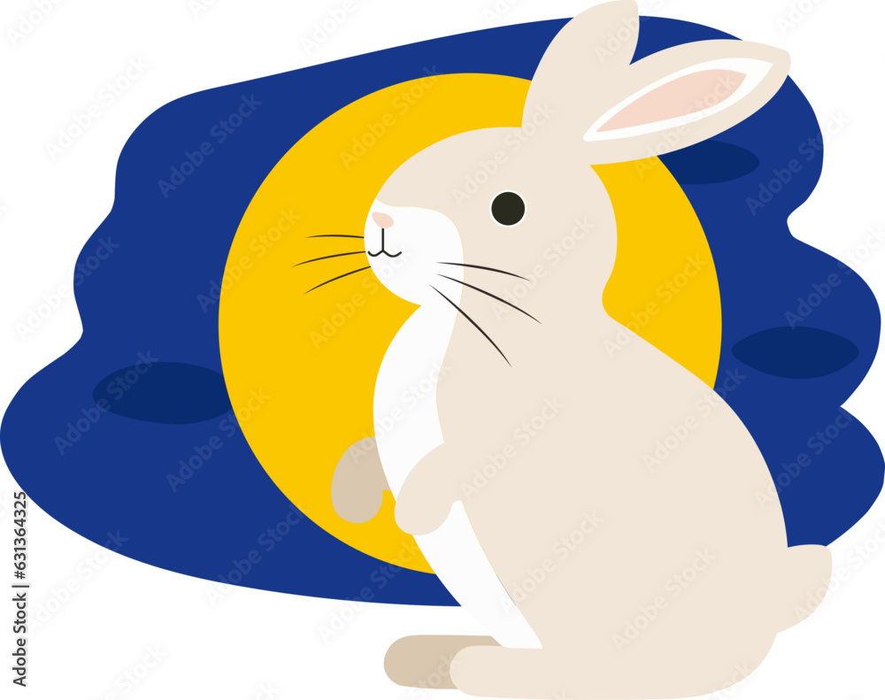 Chinese moon rabbit, Jade hare with full moon background and festive wave pattern for Mid-Autumn festival element design concept. Chinese moon rabbit, Jade hare with full moon background and festive wave pattern for Mid-Autumn festival element design concept.