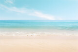 Sea beach with white sand beach blue sky with clouds, Summer Holiday background,  AI generate