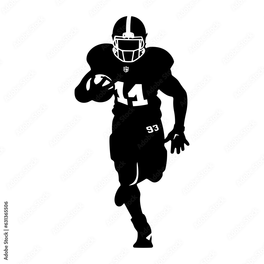 American Football Player Silhouette vector, Vector silhouette of A American footballer