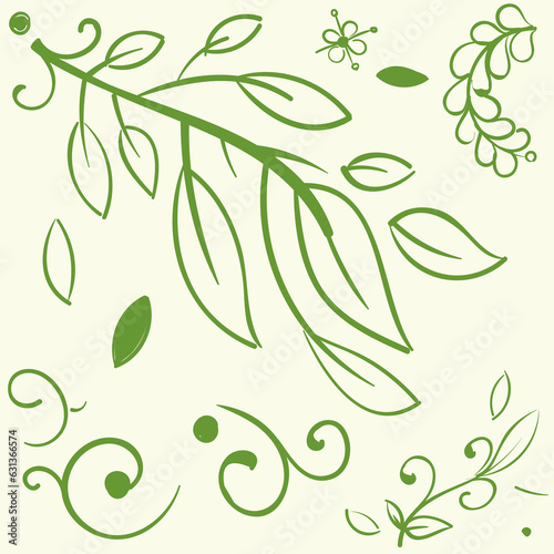 Green trees florals design element